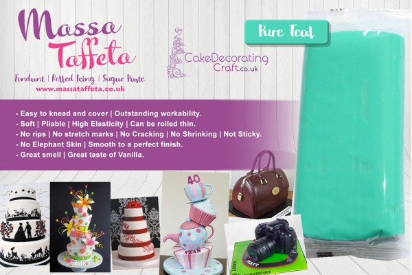 Pure Teal | Massa Taffeta | Fondant | Sugarpaste | Ready Rolled Icing | Cake Craft 