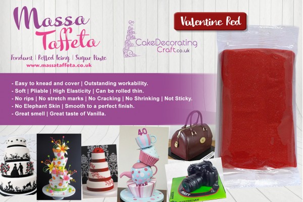 Valentine Red | Massa Taffeta | Fondant | Sugarpaste | Ready Rolled Icing | Cake Craft 