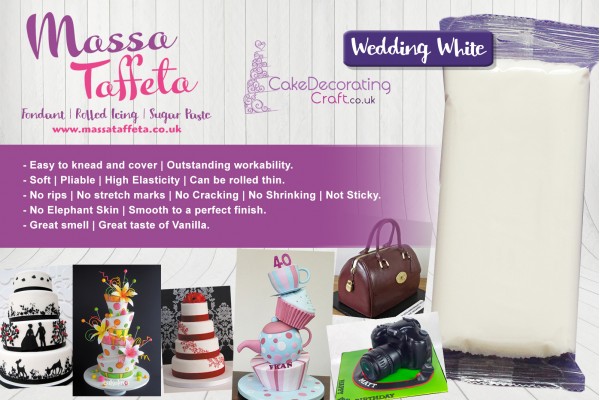 Wedding White | Massa Taffeta | Fondant | Sugarpaste | Ready Rolled Icing | Cake Craft 
