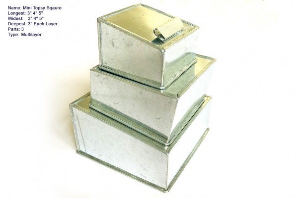 Mini Topsy Sqaure Cake Baking Tin | Size 3 4 5 " | 3 Tiers 