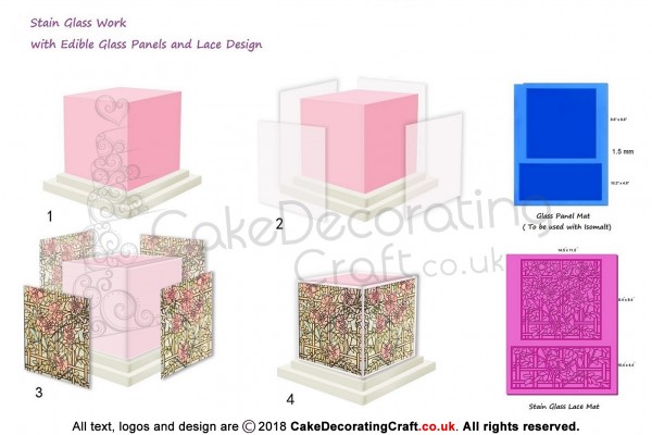 Glass Panel | Cake Lace Mats for Edible Cake Lace Mixes and Premixes | Cake Decorating Craft Tool