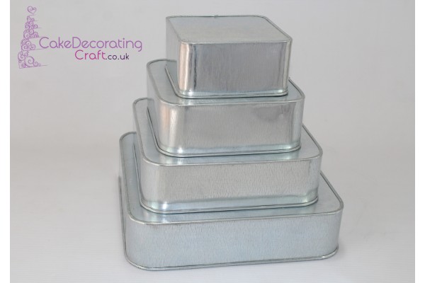 Round Corner Square Cake Baking Tin | Size 6 8 10 12 " | 4 Tiers 