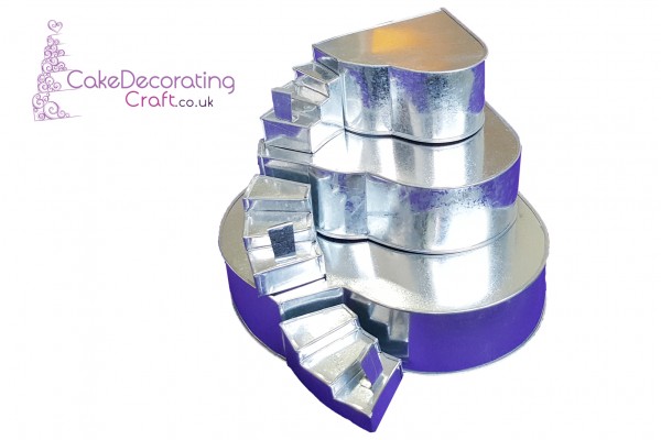Heart Cake Baking Tins | Side Stairs | Wedding Multilayers | 3" Deep | 3 Tiers | Hand Made