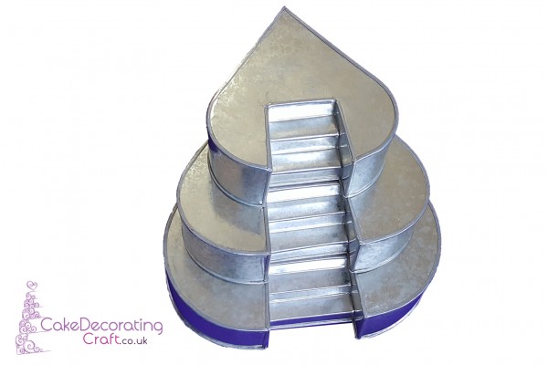 Heart Cake Baking Tins | Center Stairs | Wedding Multilayers | 3" Deep | 3 Tiers | Hand Made