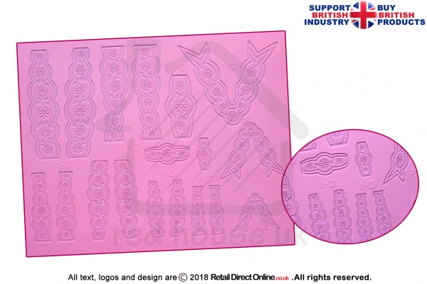 Bow Pink | Cake Lace Mats for Edible Cake Lace Mixes and Premixes | Cake Decorating Craft Tool