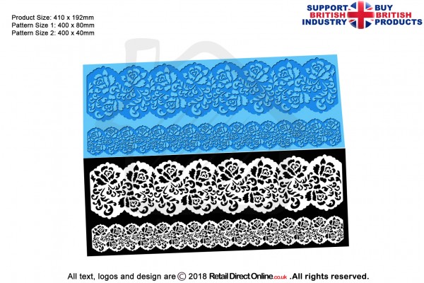 Damask Rose Ribbon | Cake Lace Mats for Edible Cake Lace Mixes and Premixes | Cake Decorating Craft Tool