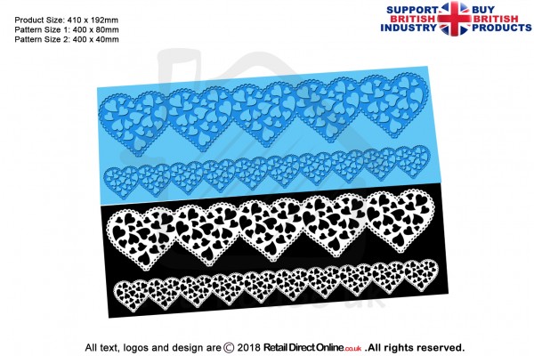 Love heart Ribbon | Cake Lace Mats for Edible Cake Lace Mixes and Premixes | Cake Decorating Craft Tool