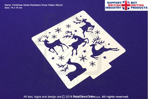 Christmas Santa Reindeers Snow Flakes Stencil | Air Brush Stenciling | Cake and Cupcake Decorating Craft Tool