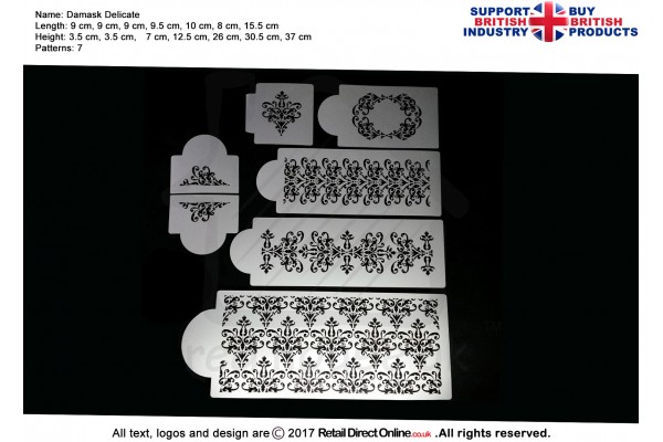 Damask Delicate Stencil | Air Brush Stenciling | Cake and Cupcake Decorating Craft Tool
