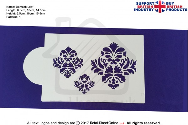 Damask Leaf Stencil | Air Brush Stenciling | Cake and Cupcake Decorating Craft Tool