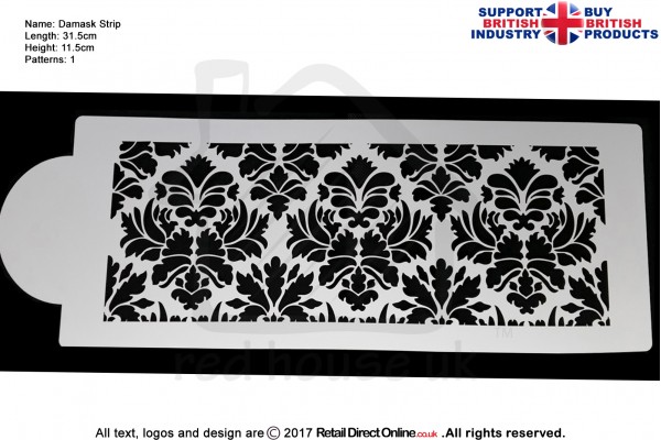 Damask Strip Stencil | Air Brush Stenciling | Cake and Cupcake Decorating Craft Tool