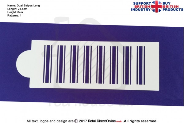 Dual Stripe Long Stencil | Air Brush Stenciling | Cake and Cupcake Decorating Craft Tool