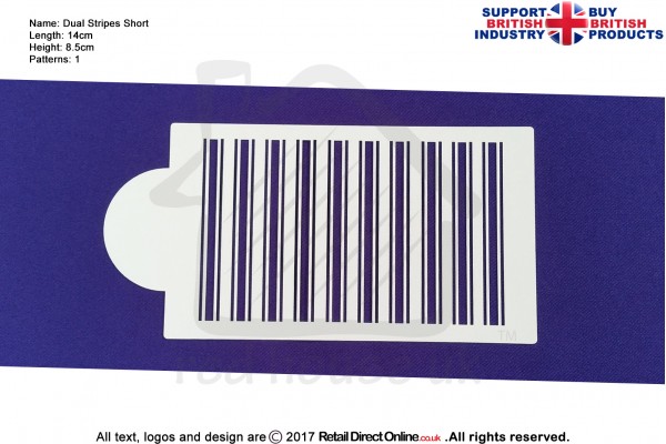 Dual Stripe Short Stencil | Air Brush Stenciling | Cake and Cupcake Decorating Craft Tool