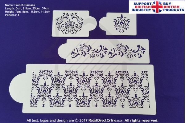 French Damask Stencil | Air Brush Stenciling | Cake and Cupcake Decorating Craft Tool