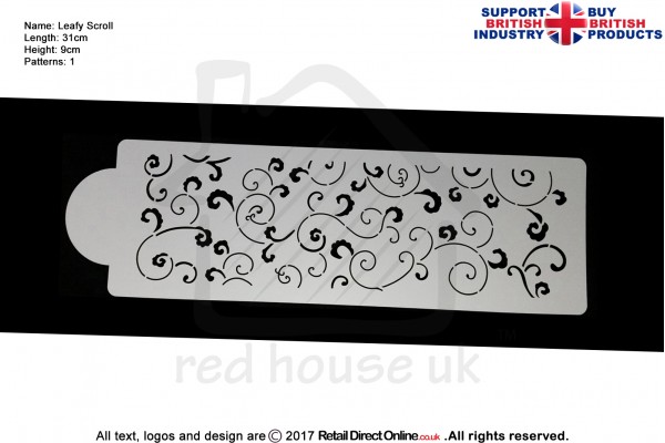 Leafy Scroll Stencil |  Air Brush Stenciling | Cake and Cupcake Decorating Craft Tool