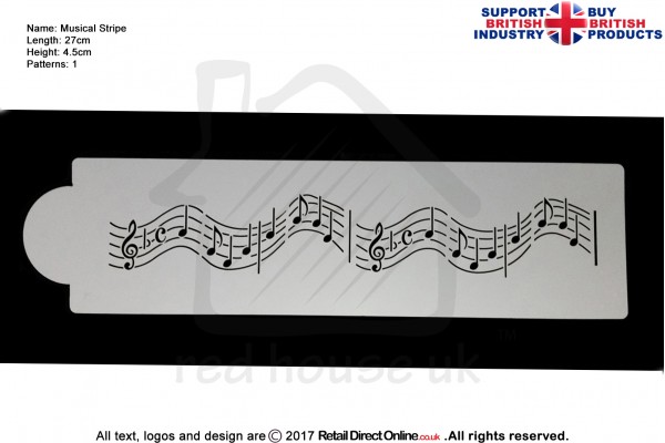 Musical Strip Stencil | Air Brush Stenciling | Cake and Cupcake Decorating Craft Tool