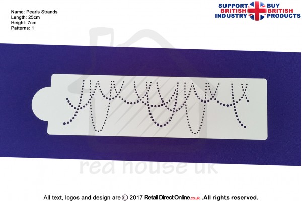 Pearls Strands Stencil | Air Brush Stenciling | Cake and Cupcake Decorating Craft Tool