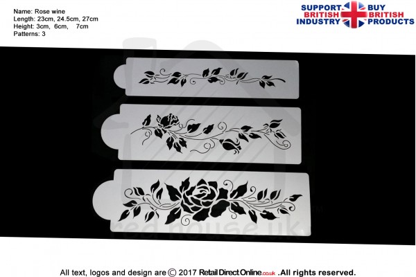 Rose Wine Stencil | Air Brush Stenciling | Cake and Cupcake Decorating Craft Tool