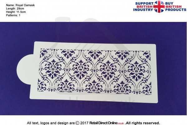 Royal Damask Stencil | Air Brush Stenciling | Cake and Cupcake Decorating Craft Tool