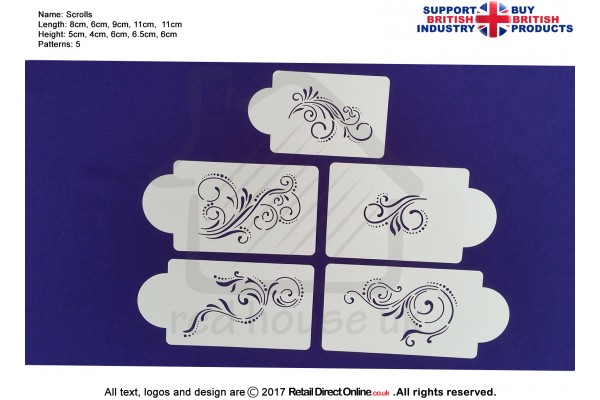 Scrolls Stencil | Air Brush Stenciling | Cake and Cupcake Decorating Craft Tool