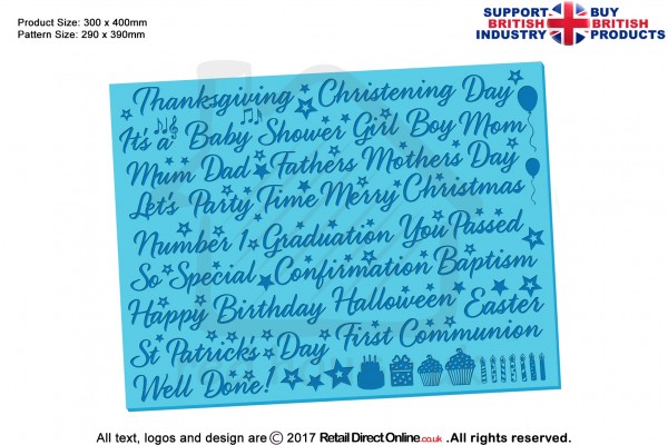 Celebration Calligraphy 2 | Silhouette Cake Design Mats | Cake Cupcake Cookies Decorating Craft Tool