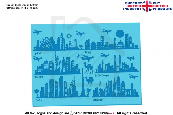 International Skyline | Silhouette Cake Design Mats | Cake Cupcake Cookies Decorating Craft Tool