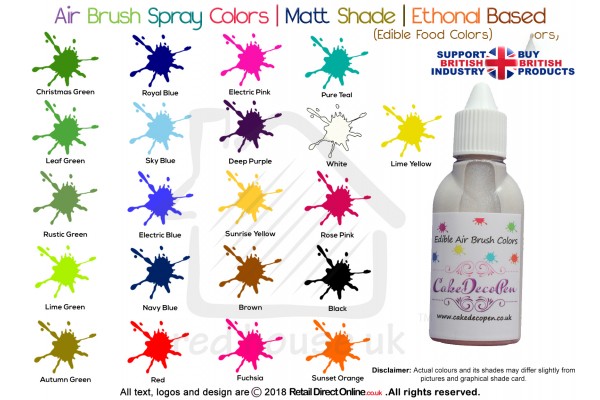 Autumn Green | Matt Shade | Edible | 20 ML | Air Brush Colour | Ethanol Based | Cake Cupcake Cookies Decorating Craft