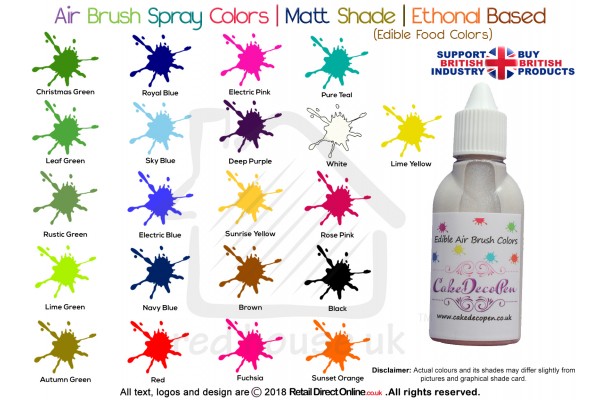 Pure Teal | Matt Shade | Edible | 20 ML | Air Brush Colour | Ethanol Based | Cake Cupcake Cookies Decorating Craft