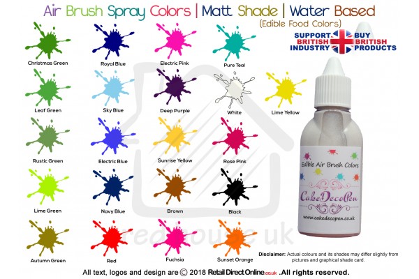 Fuchsia | Matt Shade | Edible | 20 ML | Air Brush Colour | Water based | Cake Cupcake Cookies Decorating Craft