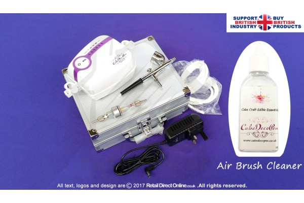 Karen's Air Brush Kit for Cake Makers and Decorators | Large Cup + Air Trap Filter + Air Brush Cleaner