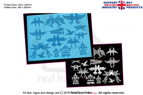 3D Birds and Cages | Cake Lace Mats for Edible Cake Lace Mixes and Premixes | Cake Decorating Craft Tool