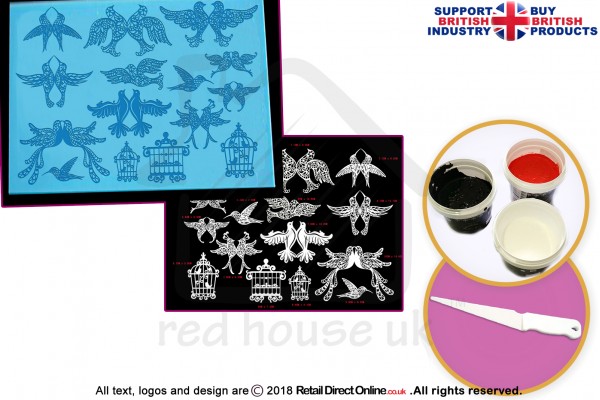 3D Birds and Cages | Cake Lace Mats | Cake Decorating Starter Kit | Cake Decorating Craft Tool