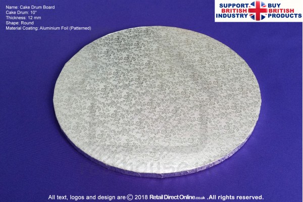 10 Inch | Cake Drum | Round 12 mm | Silver | Strong Base | Premium Quality
