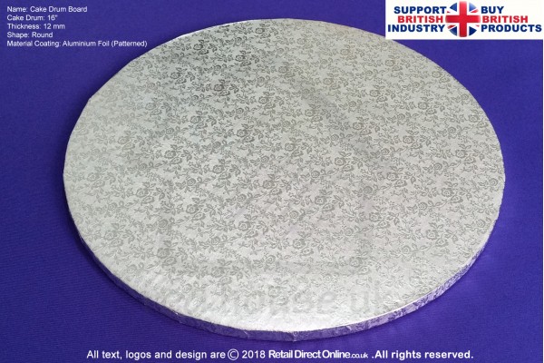 16 Inch | Cake Drum | Round 12 mm | Silver | Strong Base | Premium Quality