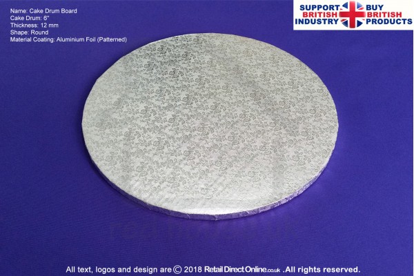 6 Inch | Cake Drum | Round 12 mm | Silver | Strong Base | Premium Quality