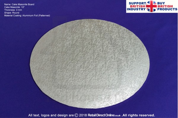 10 Inch | Silver | Round 3 mm| Cake Boards Masonite | Premium Quality