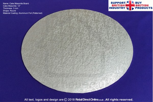 12 Inch | Silver | Round 3 mm | Cake Boards Masonite | Premium Quality