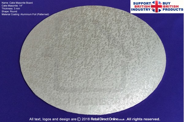 14 Inch Silver | Round 3 mm | Cake Boards Masonite | Premium Quality