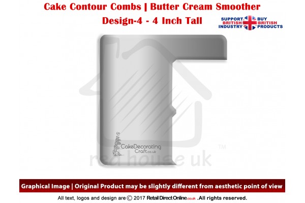 Book | Design 4 | 4 Inch | Cake Decorating Craft | Cake Contour Combs | Smoothing | Metal Spreader | Butter Cream Smoothing | Genius Tool