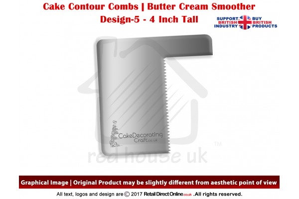 Zig Zag | Design 5 | 4 Inch | Cake Decorating Craft | Cake Contour Combs | Smoothing | Metal Spreader | Butter Cream Smoothing | Genius Tool
