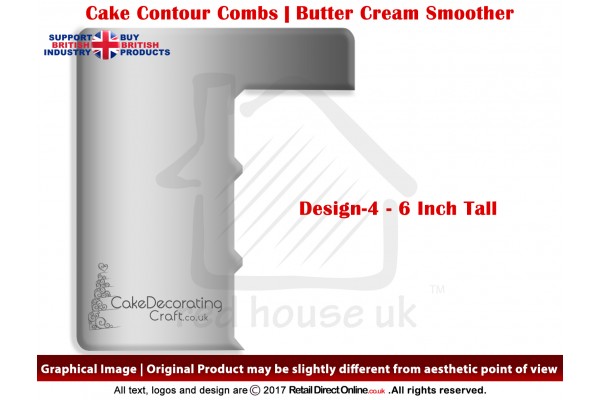 Book | Design 4 | 6 Inch | Cake Decorating Craft | Cake Contour Combs | Smoothing | Metal Spreader | Butter Cream Smoothing | Genius Tool