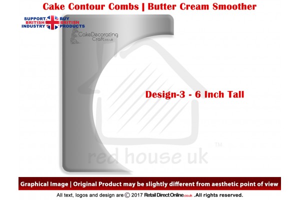 Spherical Miracle | Design 3 | 6 Inch | Cake Decorating Craft | Cake Contour Combs | Smoothing | Metal Spreader | Butter Cream Smoothing | Genius Tool