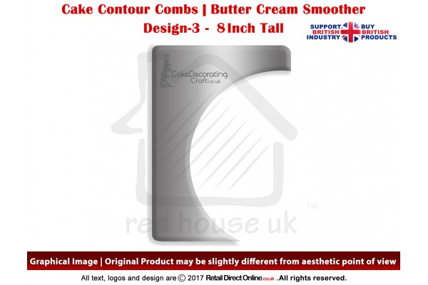 Spherical Miracle | Design 3 | 8 Inch | Cake Decorating Craft | Cake Contour Combs | Smoothing | Metal Spreader | Butter Cream Smoothing | Genius Tool