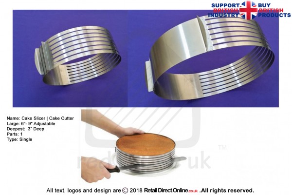 Adjustable Round Stainless Steel Ring Cake Cutter Leveller Slicer | 6”- 9” | 3” Deep | Multi-Layering
