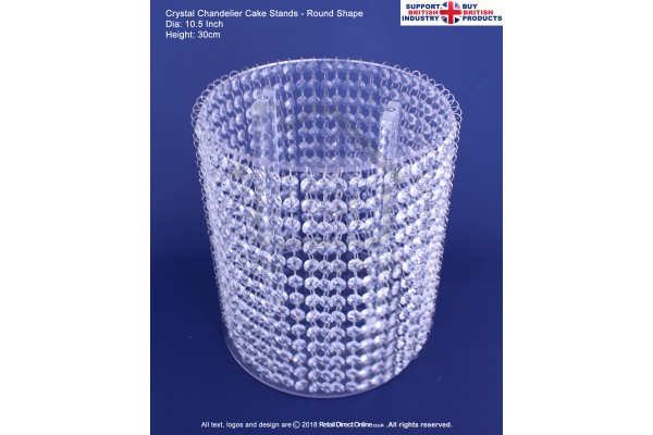 Chandelier Crystal Cake Stands | Wedding Cake Display | 10.5" Round Plate 30 cm Height | Single Stand | Real Glass Diamond Crystals | Cake Cupcakes Cookies Decorating Craft