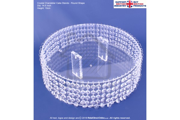 Chandelier Crystal Cake Stands | Wedding Cake Display | 14.5" Round Plate 10 cm Height | Single Stand | Real Glass Diamond Crystals