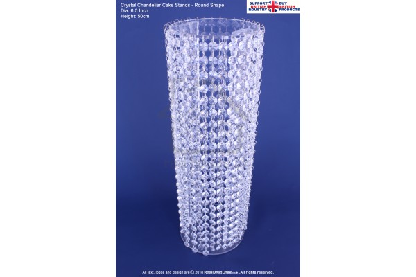 Chandelier Crystal Cake Stands | Wedding Cake Display | 6.5" Round Plate 50 cm Height | Single Stand | Real Glass Diamond Crystals