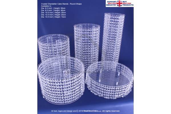 Chandelier Crystal Cake Stand | Round Set | 6 8 10 12 14 Inch | Cake and Cupcake Decorating Craft Display