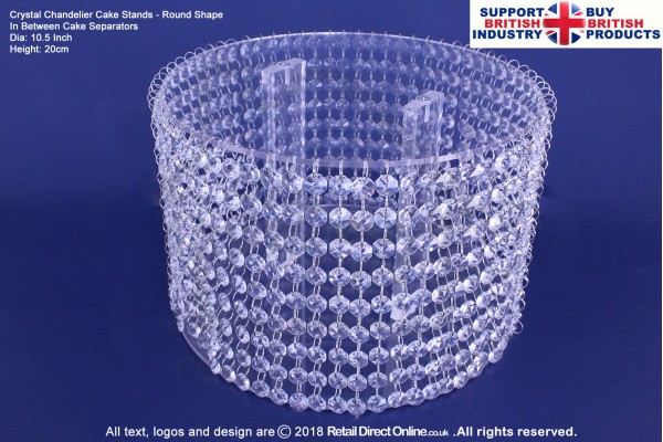Chandelier Crystal Cake Stands | Cake Separator | 10.5" Round Plate 20 cm Height | Single Stand | Real Glass Diamond Crystals