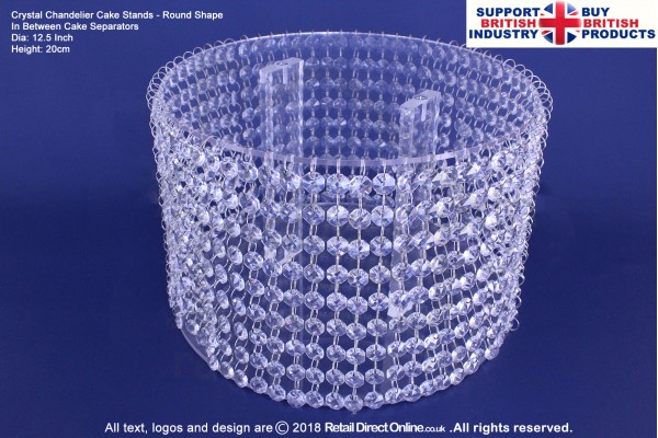 Chandelier Crystal Cake Stands | Cake Separator | 12.5" Round Plate 20 cm Height | Single Stand | Real Glass Diamond Crystals